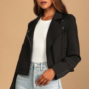 Lulus Living On The Edge Black Moto Jacket - Size M